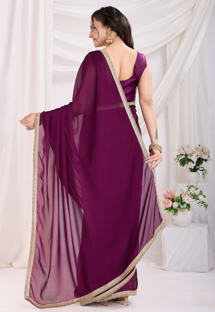 Purple Silk Lehenga Saree