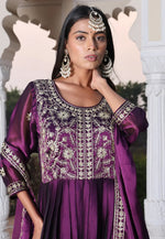 Load image into Gallery viewer, Purple Silk Long Anarkali Suit
