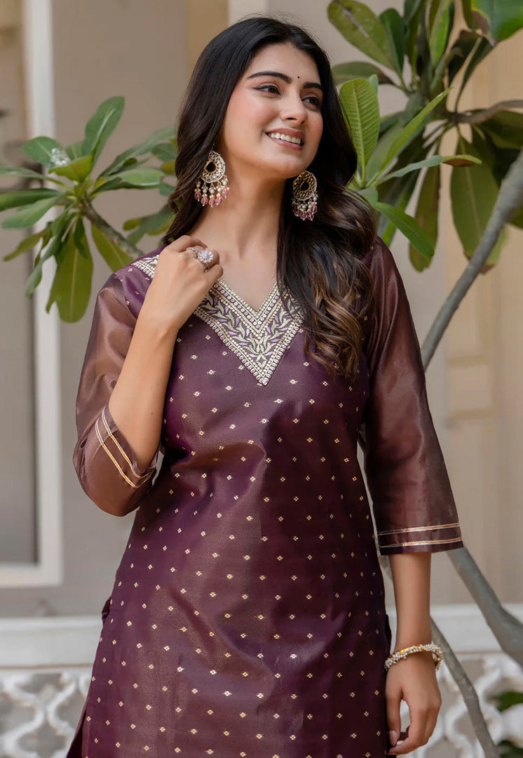 Purple Silk Long Tunic