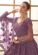 Load image into Gallery viewer, Purple Silk Net Lehenga Choli
