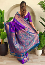 Load image into Gallery viewer, Purple Silk Paithani Saree
