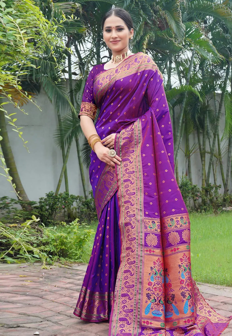 Purple Silk Paithani Saree