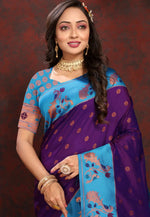 Load image into Gallery viewer, Purple Silk Paithani Saree
