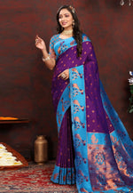 Load image into Gallery viewer, Purple Silk Paithani Saree
