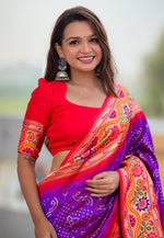 Load image into Gallery viewer, Purple Silk Paithani Saree
