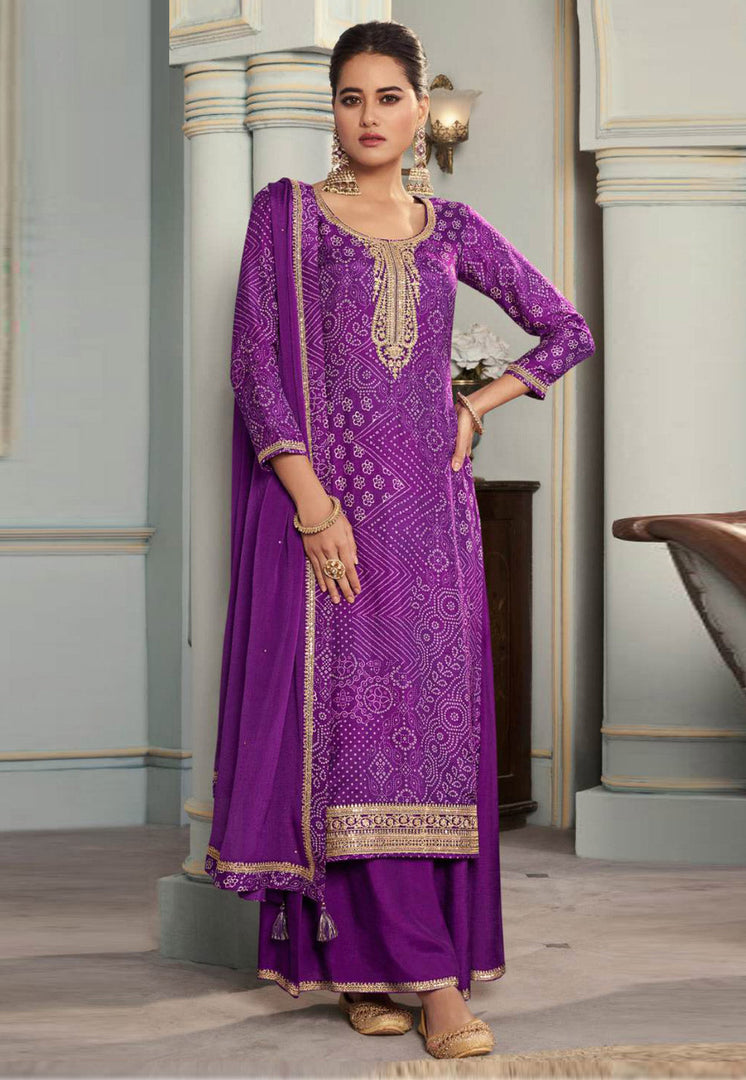 Purple Silk Pakistani Suit