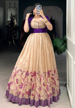 Load image into Gallery viewer, Purple Silk Printed Gown
