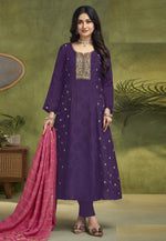 Load image into Gallery viewer, Purple Silk Readymade Anarkali Suit

