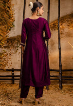 Load image into Gallery viewer, Purple Silk Readymade Anarkali Suit
