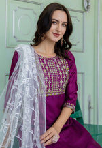 Load image into Gallery viewer, Purple Silk Readymade Pakistani Suit
