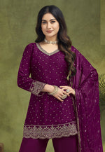 Load image into Gallery viewer, Purple Silk Readymade Pakistani Suit

