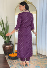 Load image into Gallery viewer, Purple Silk Readymade Pakistani Suit
