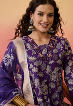 Load image into Gallery viewer, Purple Silk Readymade Palazzo Suit
