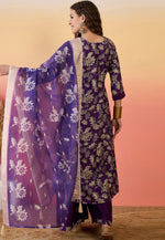 Load image into Gallery viewer, Purple Silk Readymade Palazzo Suit
