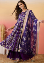 Load image into Gallery viewer, Purple Silk Readymade Palazzo Suit
