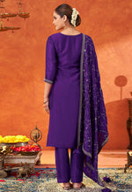 Load image into Gallery viewer, Purple Silk Readymade Pant Style Suit

