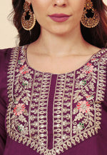Load image into Gallery viewer, Purple Silk Readymade Pant Style Suit
