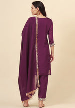 Load image into Gallery viewer, Purple Silk Readymade Pant Style Suit
