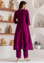 Load image into Gallery viewer, Purple Silk Readymade Pant Style Suit
