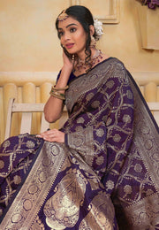 Purple Silk Saree With Blouse