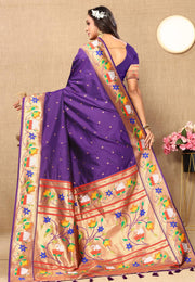 Purple Silk Saree With Blouse