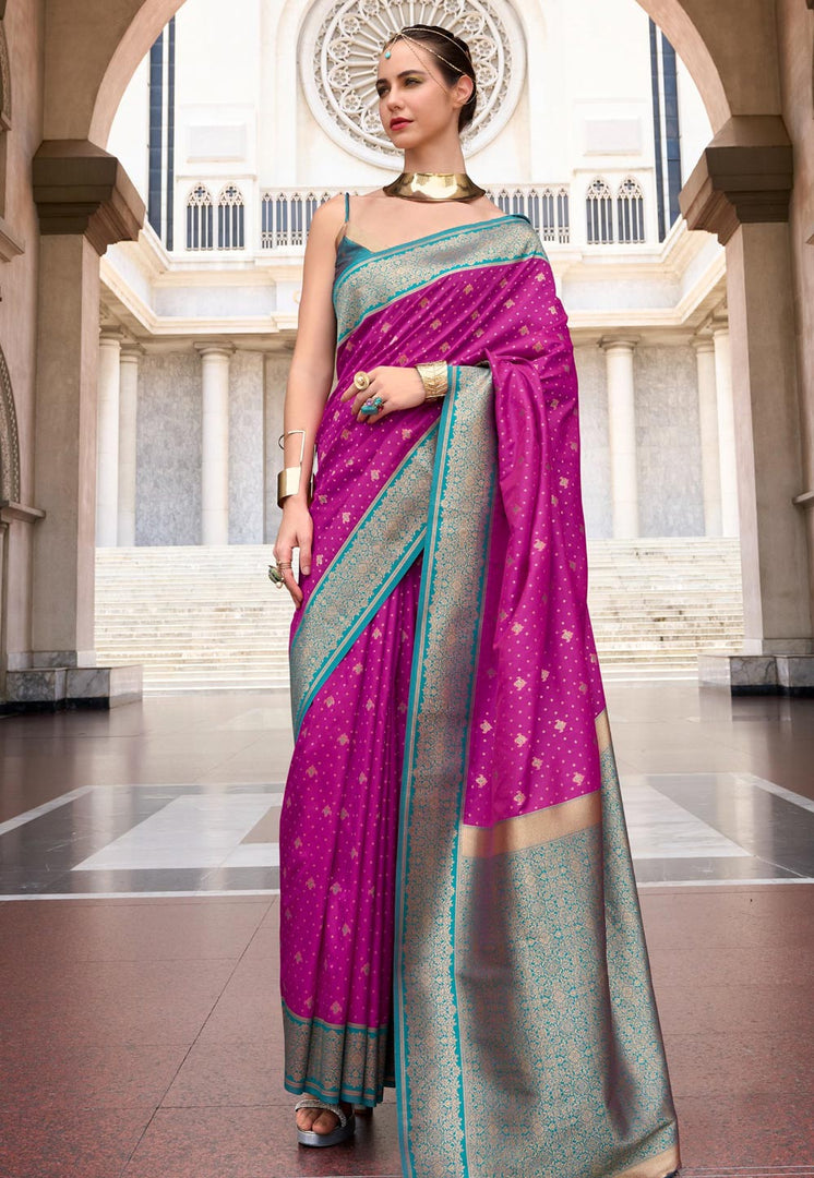 Purple Silk Saree With Blouse