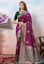 Load image into Gallery viewer, Purple Silk Saree With Blouse
