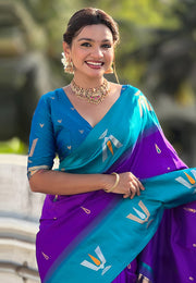Purple Silk Saree With Blouse
