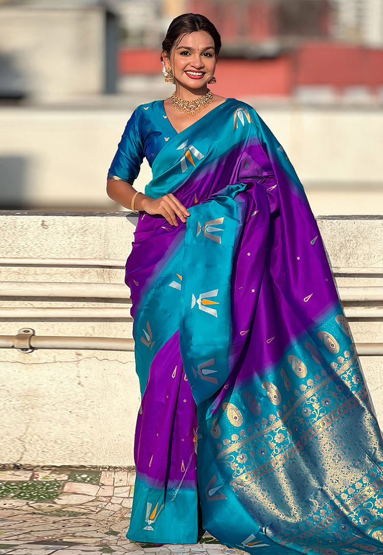 Purple Silk Saree With Blouse