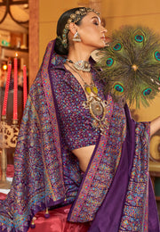 Purple Silk Saree With Blouse