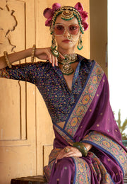 Purple Silk Saree With Blouse
