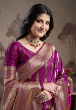 Load image into Gallery viewer, Purple Silk Saree With Blouse