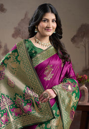 Purple Silk Saree With Blouse