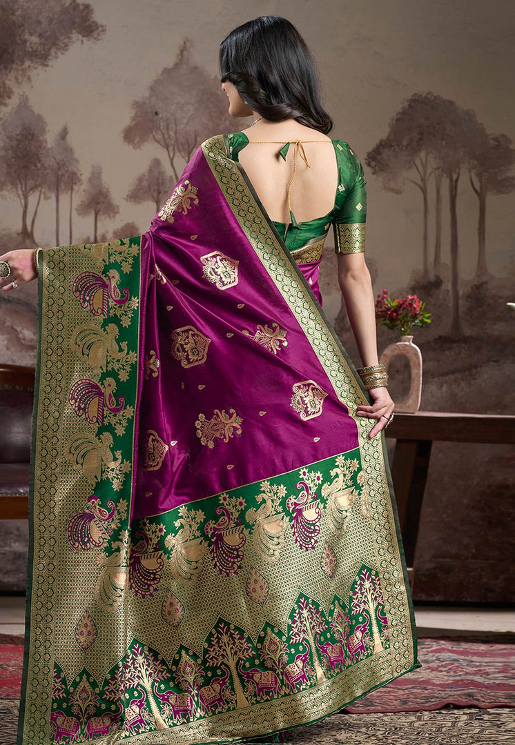 Purple Silk Saree With Blouse