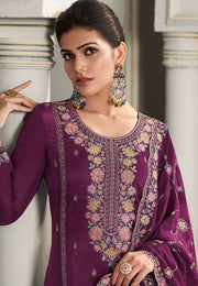 Purple Silk Straight Suit