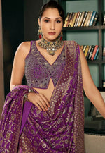 Load image into Gallery viewer, Purple Silk Wedding Lehenga Choli
