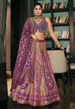 Load image into Gallery viewer, Purple Silk Wedding Lehenga Choli
