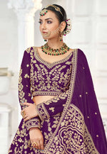 Load image into Gallery viewer, Purple Silk Wedding Lehenga Choli
