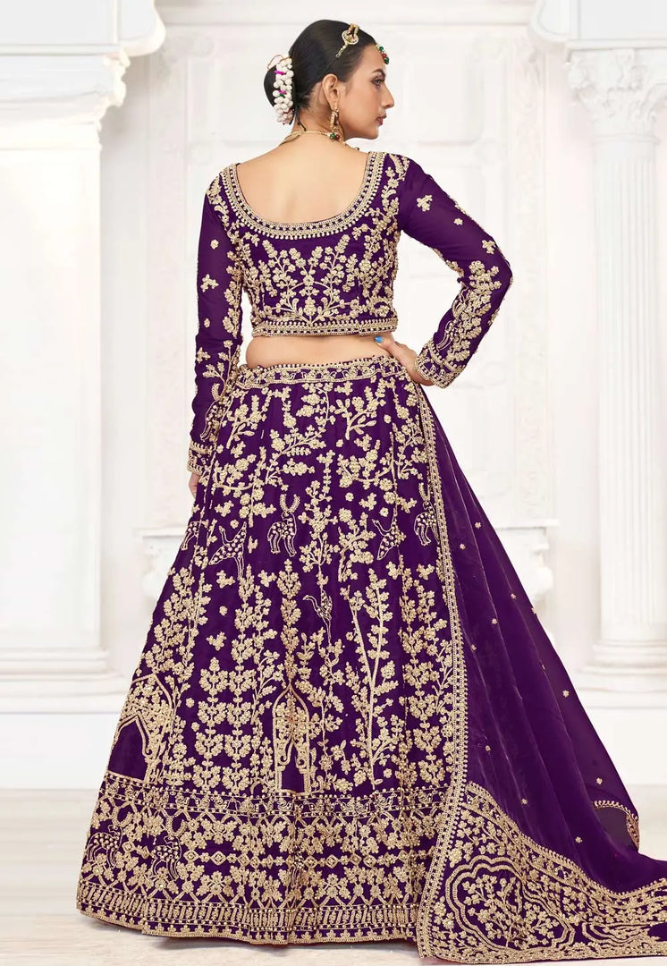Purple Silk Wedding Lehenga Choli