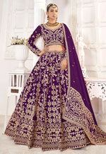 Load image into Gallery viewer, Purple Silk Wedding Lehenga Choli
