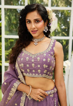 Load image into Gallery viewer, Purple Tissue Lehenga Choli
