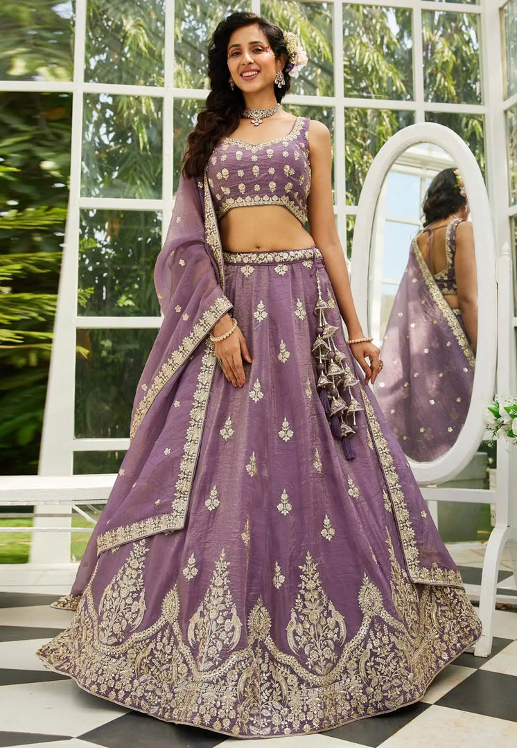 Purple Tissue Lehenga Choli