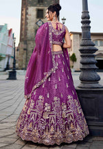 Load image into Gallery viewer, Purple Tissue Lehenga Choli For Wedding
