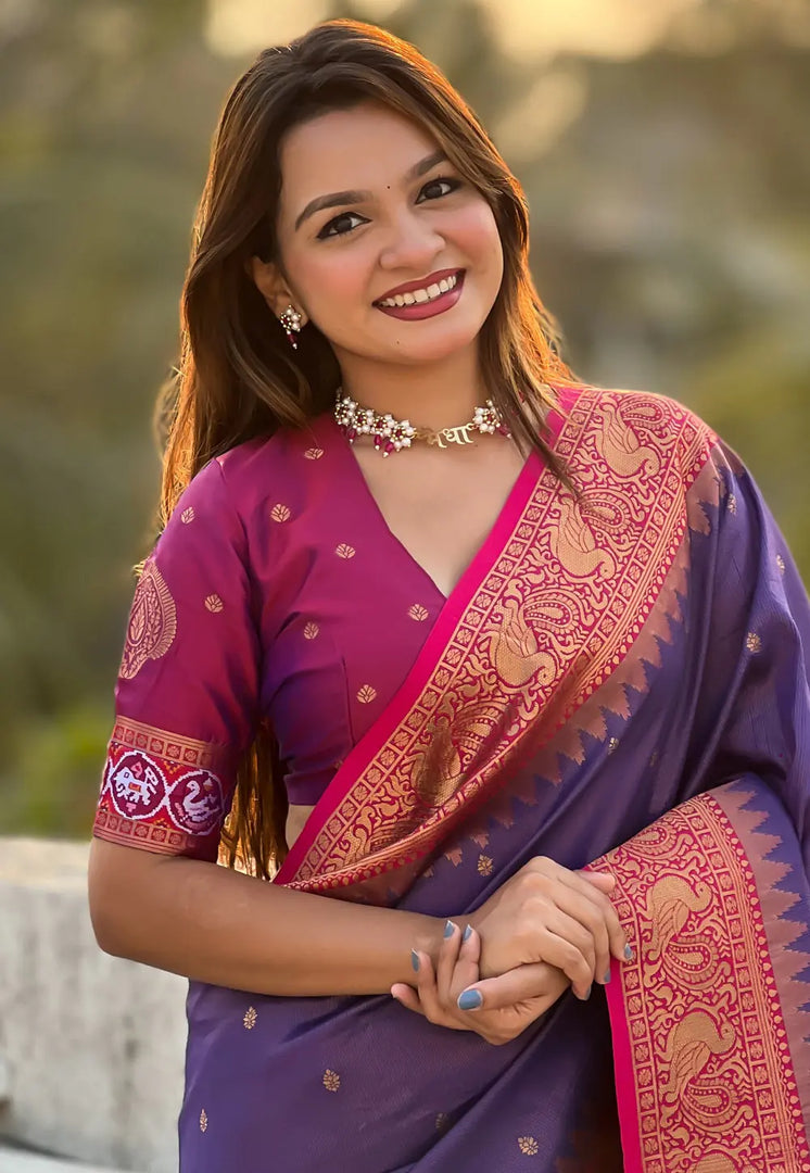 Purple Tissue Paithani Saree
