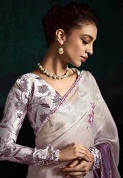 Purple Tissue Saree With Blouse