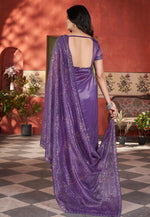 Load image into Gallery viewer, Purple Tissue Sequence Saree
