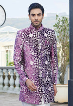 Load image into Gallery viewer, Purple Velvet Indo Western Suit
