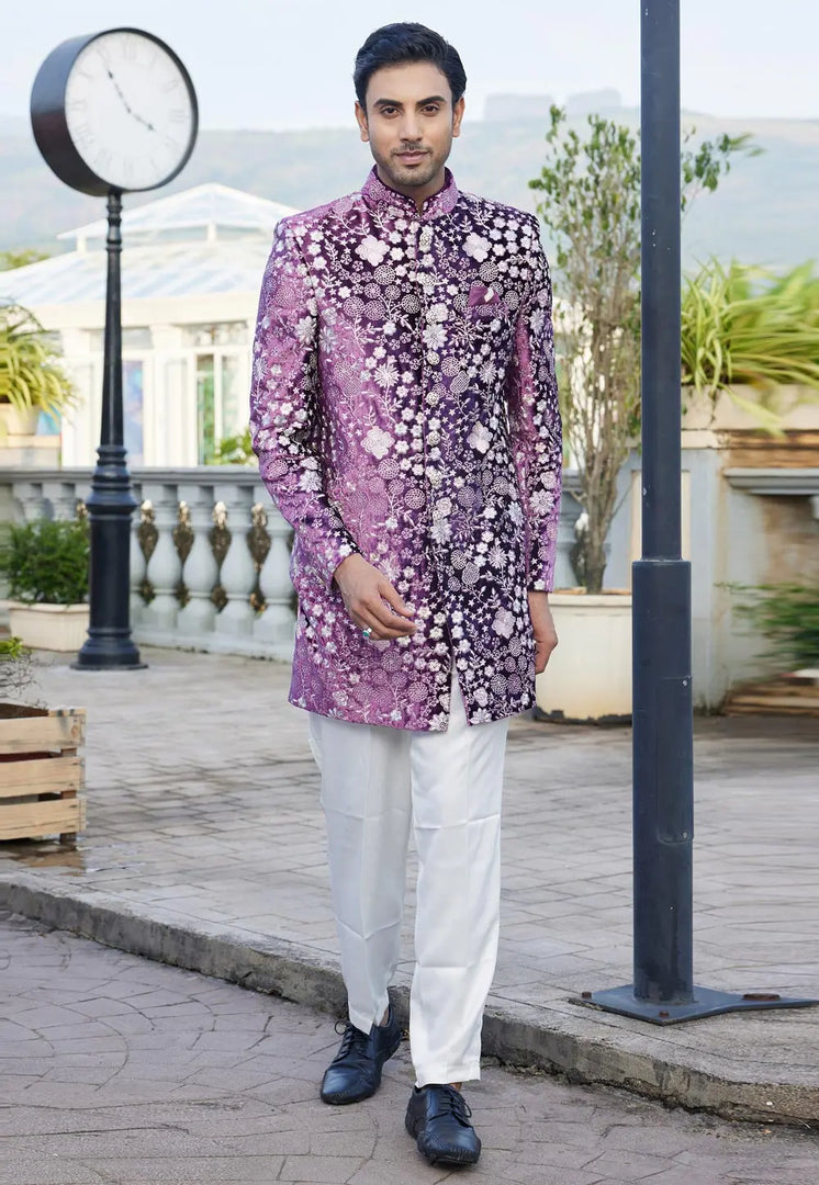Purple Velvet Indo Western Suit