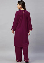 Load image into Gallery viewer, Purple Velvet Kurta Set With Palazzo
