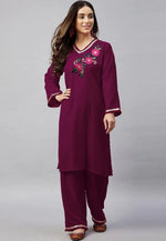 Load image into Gallery viewer, Purple Velvet Kurta Set With Palazzo
